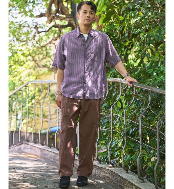 UNITED ARROWS green label relaxing「フィブリル ストライプ ジャストルーズ 半袖 シャツ」|シャツ・ブラウス|
