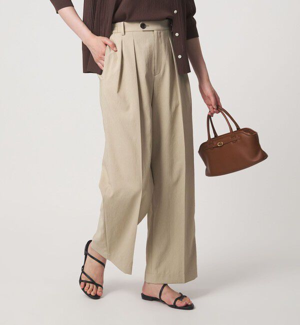 UNITED ARROWS green label relaxing「［size SHORT/TALLあり］2タック ワイド パンツ UVカット 接触冷感 吸水速乾」|その他|BEIGE