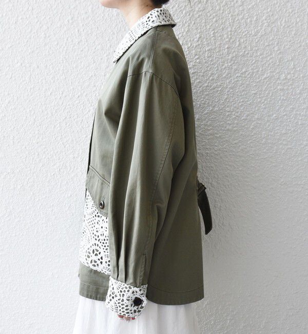 SHIPS any「SHIPS any:〈洗濯機可能〉コットン レース 切替 ミリタリー ジャケット ブルゾン」|ブルゾン・スタジャン|