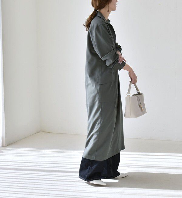 quaranciel「quaranciel:〈洗濯機可能〉Vネック スキッパー ロング シャツ ワンピース」|ワンピース|