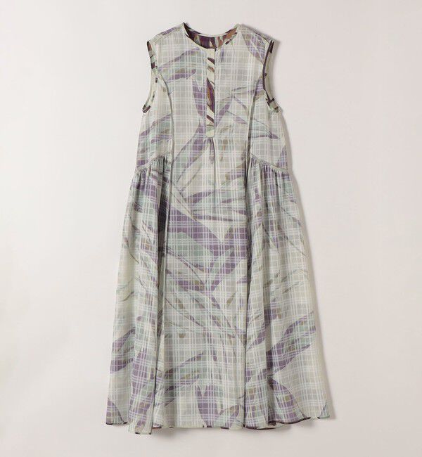 quaranciel「quaranciel:〈洗濯機可能〉ボタニカル プリント クルーネック ギャザー ワンピース」|ワンピース|