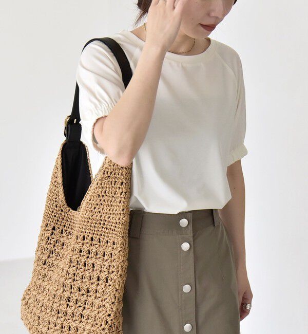 quaranciel「quaranciel:〈洗濯機可能〉シルク ミックス パフ スリーブ プルオーバー」|Tシャツ・カットソー|