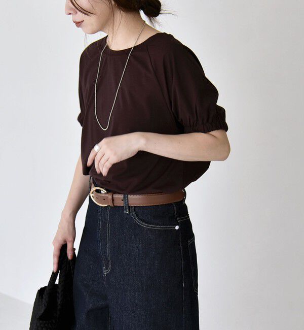 quaranciel「quaranciel:〈洗濯機可能〉シルク ミックス パフ スリーブ プルオーバー」|Tシャツ・カットソー|