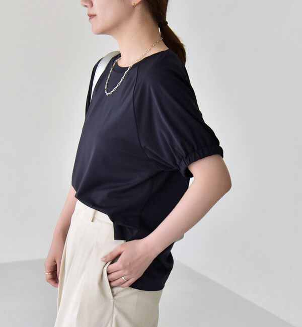 quaranciel「quaranciel:〈洗濯機可能〉シルク ミックス パフ スリーブ プルオーバー」|Tシャツ・カットソー|