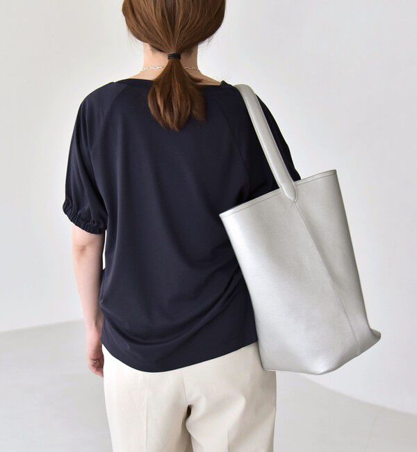 quaranciel「quaranciel:〈洗濯機可能〉シルク ミックス パフ スリーブ プルオーバー」|Tシャツ・カットソー|