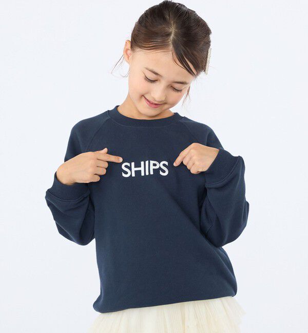 SHIPS KIDS「100～130cm/ロゴ 刺繍 スウェット」|スウェット・ジャージ|ネイビー