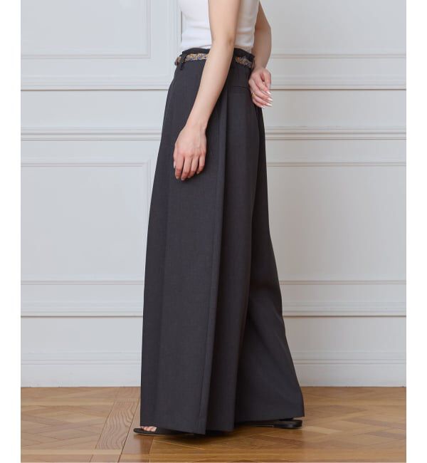 IENA LA BOUCLE「《洗濯機洗い可》IENA LA BOUCLE ウーステッドライクタックパンツ」|その他|
