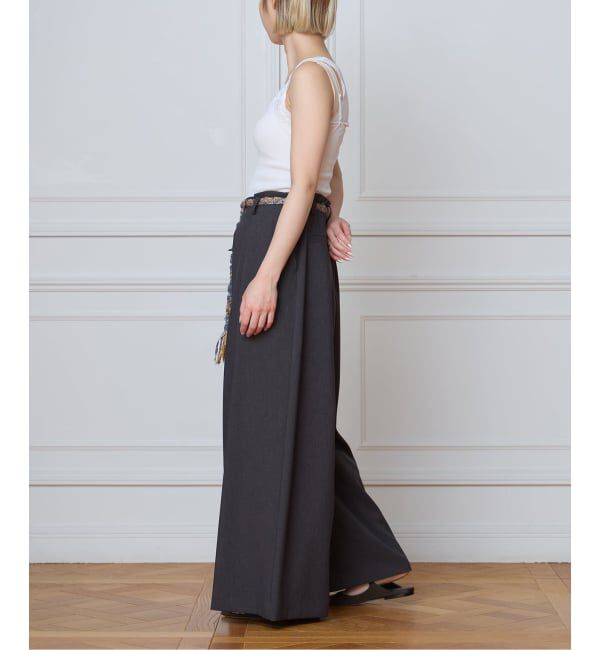 IENA LA BOUCLE「《洗濯機洗い可》IENA LA BOUCLE ウーステッドライクタックパンツ」|その他|