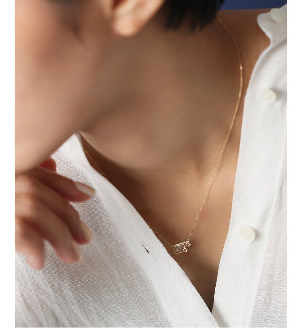 Lilas by Spick&Span「スクエアラウンドホワイトトパーズネックレス K10」|ネックレス|