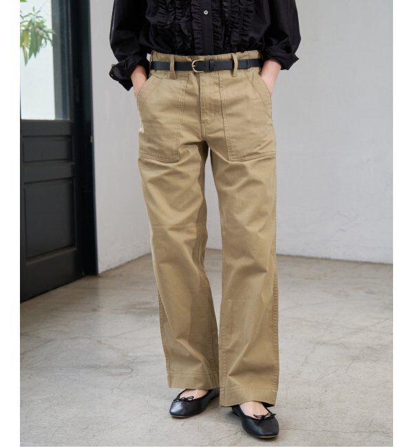 Spick and Span「《WEB限定追加2》ルーズベイカーパンツ」|カーゴ|ベージュ