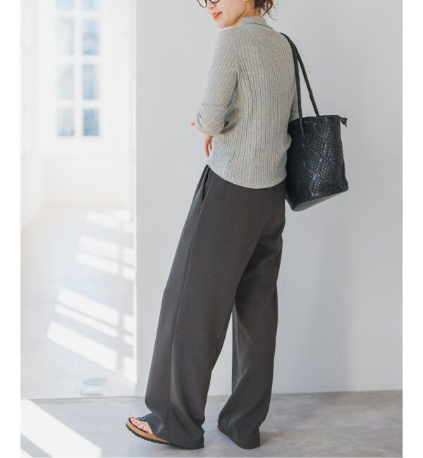 Spick and Span「《追加2》ダブルクロスツータックパンツ」|スラックス|