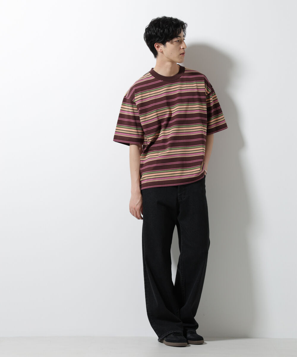 NANO universe「マルチボーダーリラックスＴシャツ 半袖」|Tシャツ・カットソー|