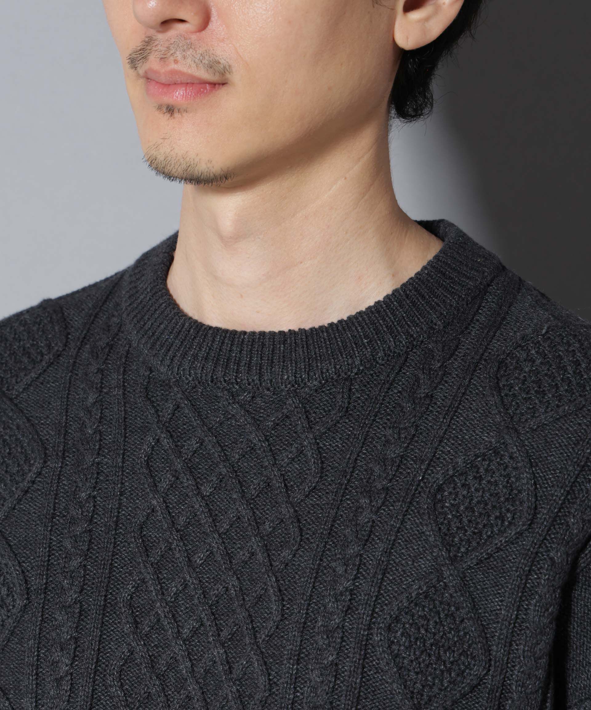 NANO universe「コットンMIXバルキーケーブルニット」|ニット・セーター|
