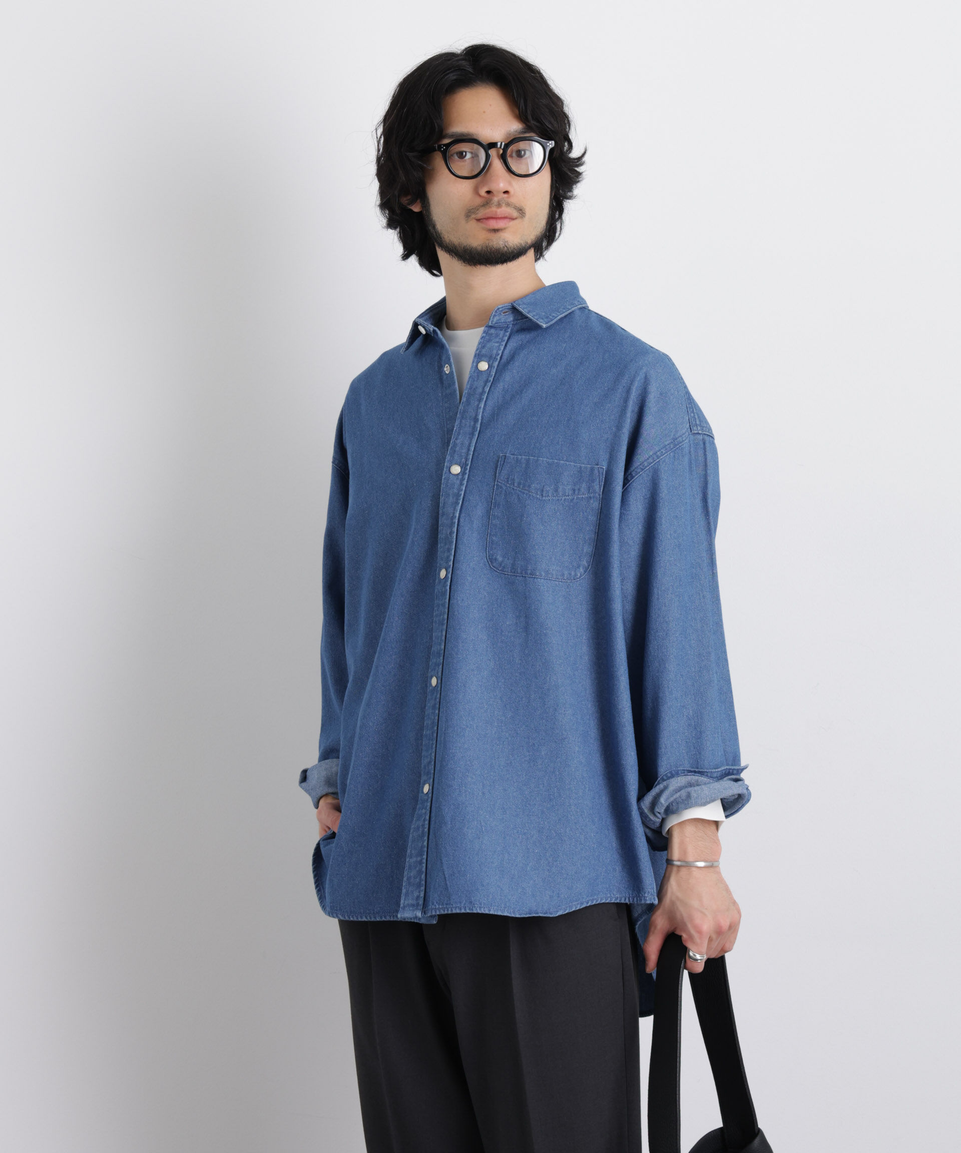 nano･universe「6.5oz リラックスデニムシャツ 長袖」|シャツ・ブラウス|