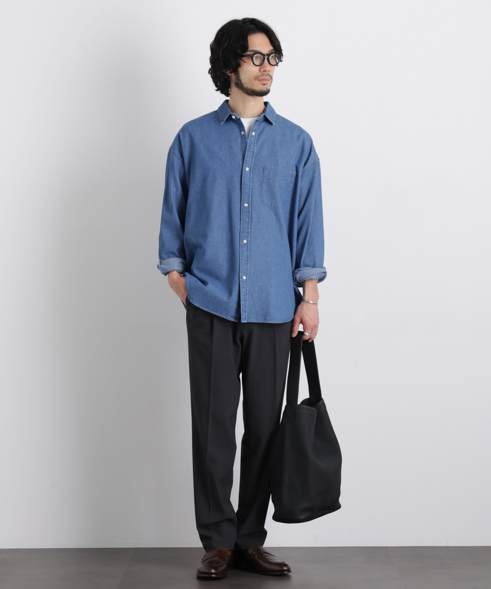 nano･universe「6.5oz リラックスデニムシャツ 長袖」|シャツ・ブラウス|