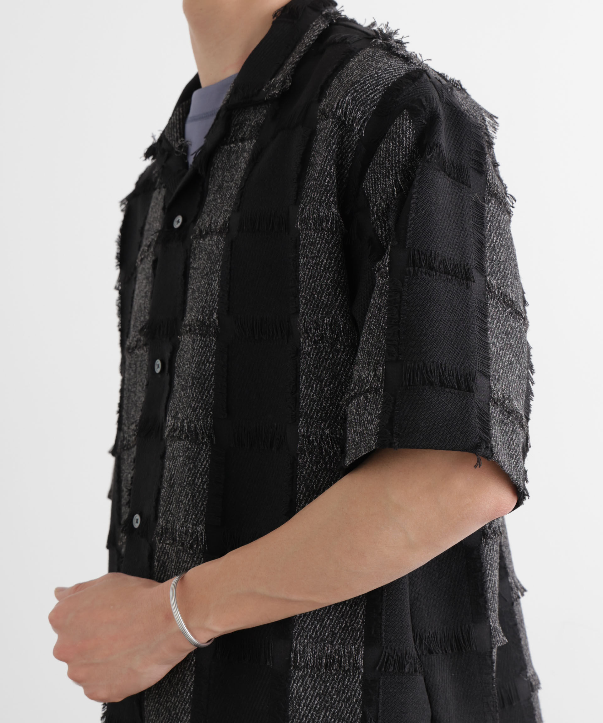 nano･universe「カットジャガードフリンジシャツ」|シャツ・ブラウス|