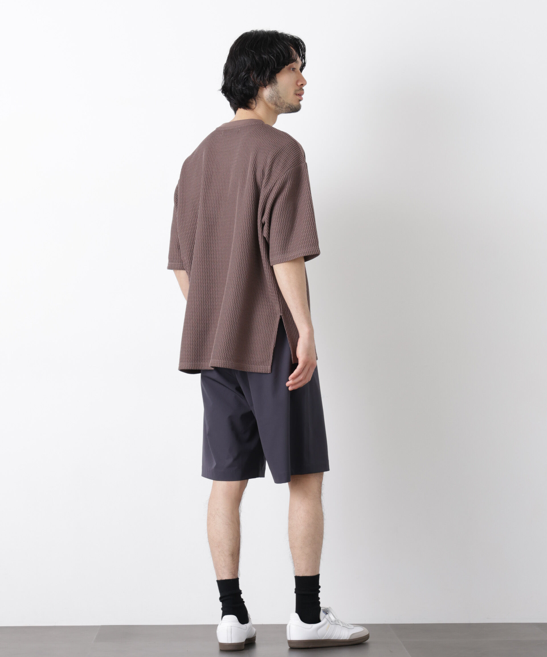 NANO universe「ジャガードニットソーTシャツ 半袖（セットアップ可）」|Tシャツ・カットソー|