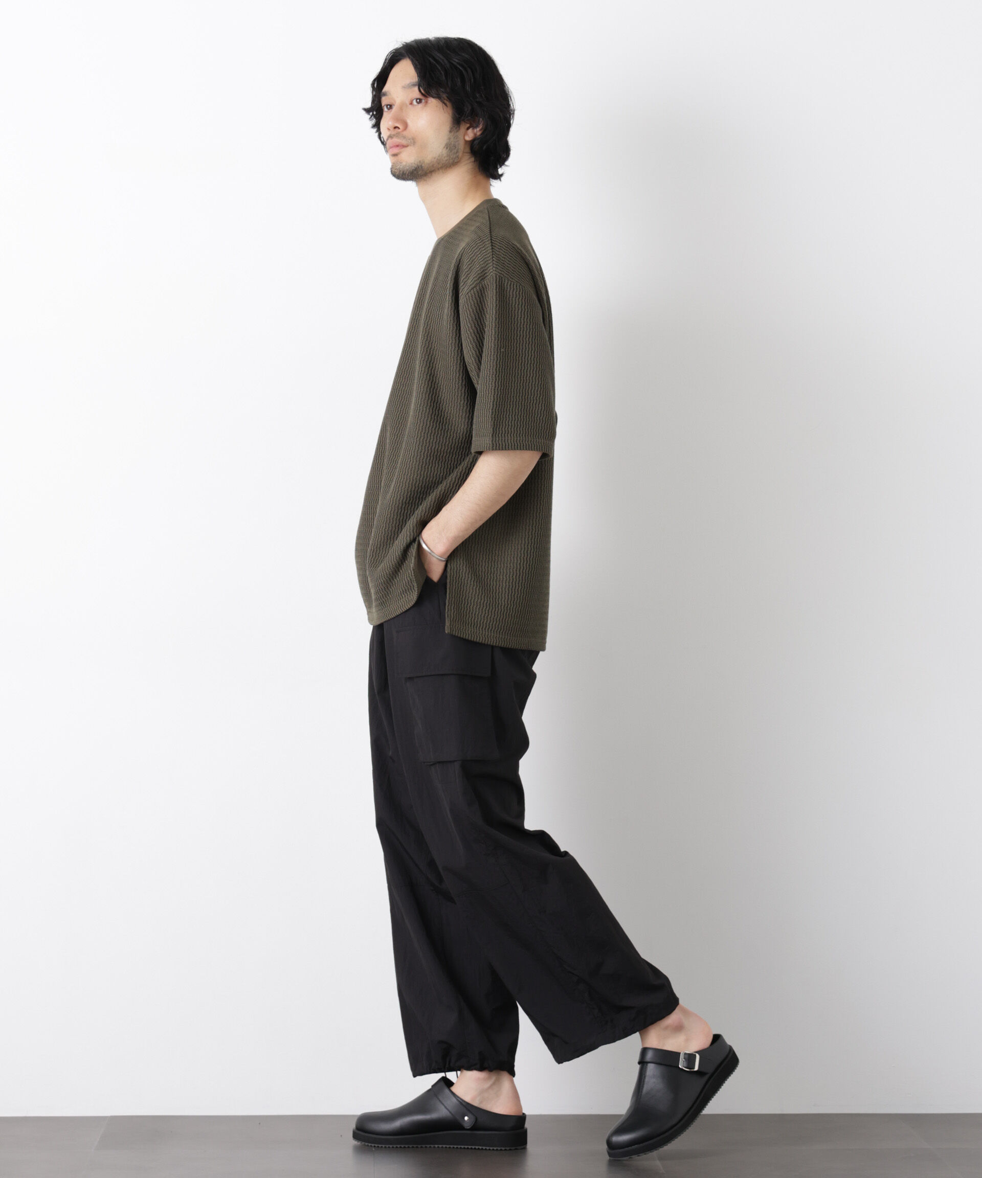 NANO universe「ジャガードニットソーTシャツ 半袖（セットアップ可）」|Tシャツ・カットソー|