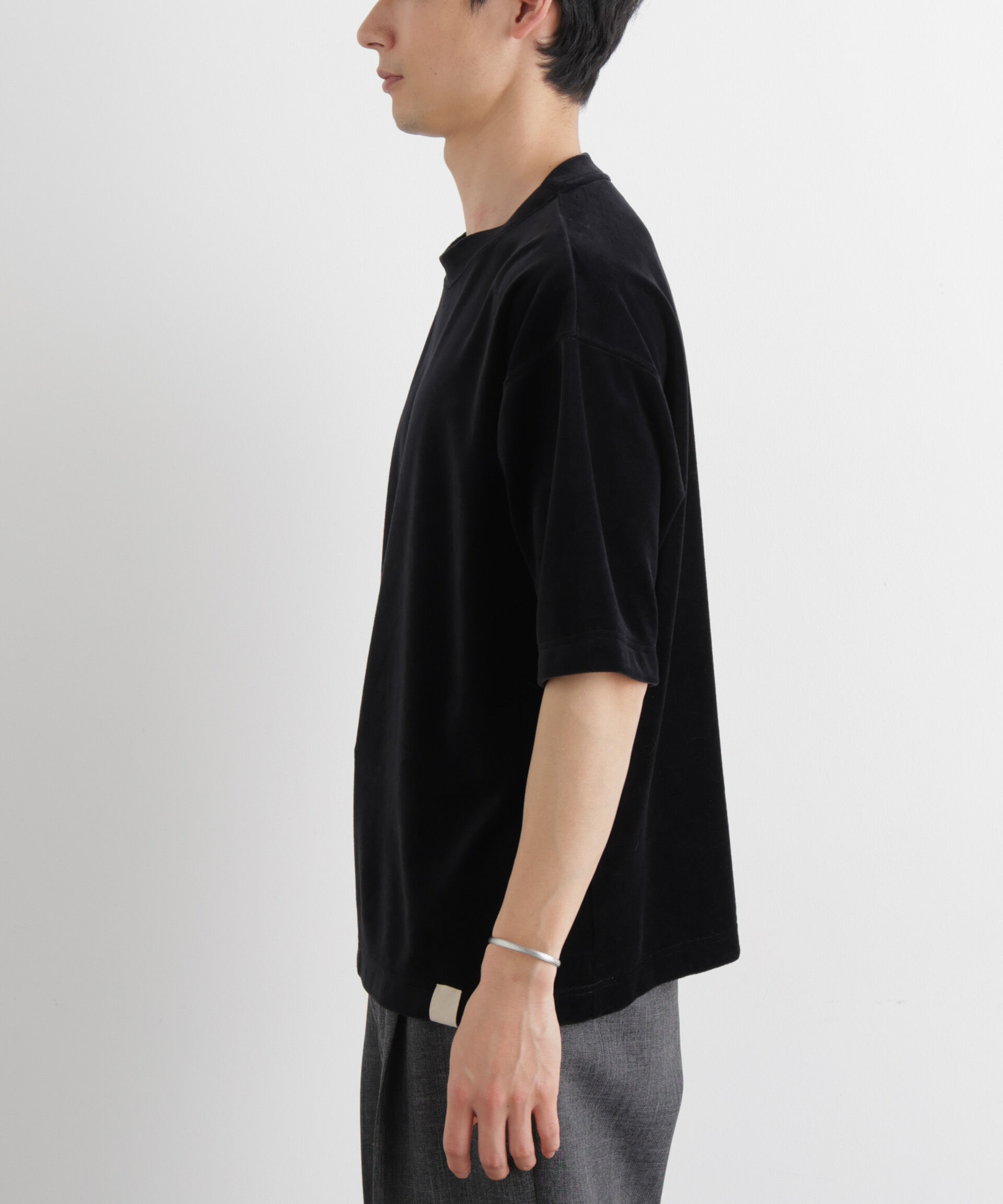 NANO universe「ベロア クルーネック Ｔシャツ 半袖」|Tシャツ・カットソー|