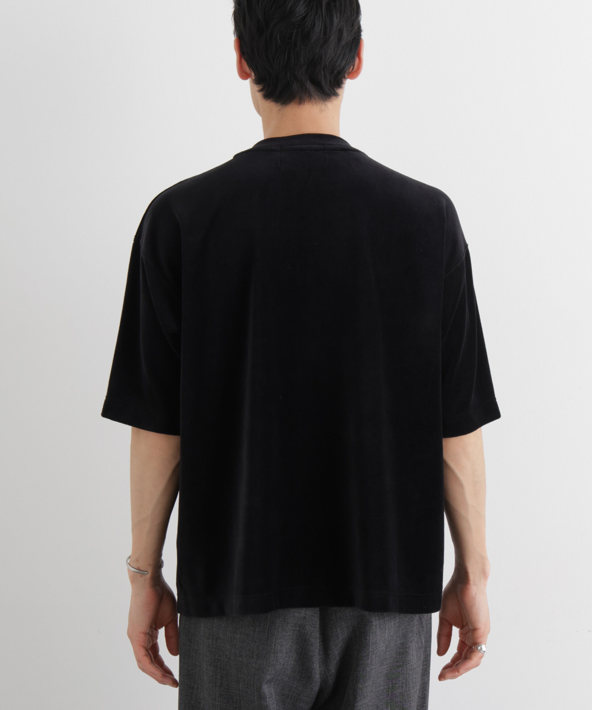 NANO universe「ベロア クルーネック Ｔシャツ 半袖」|Tシャツ・カットソー|
