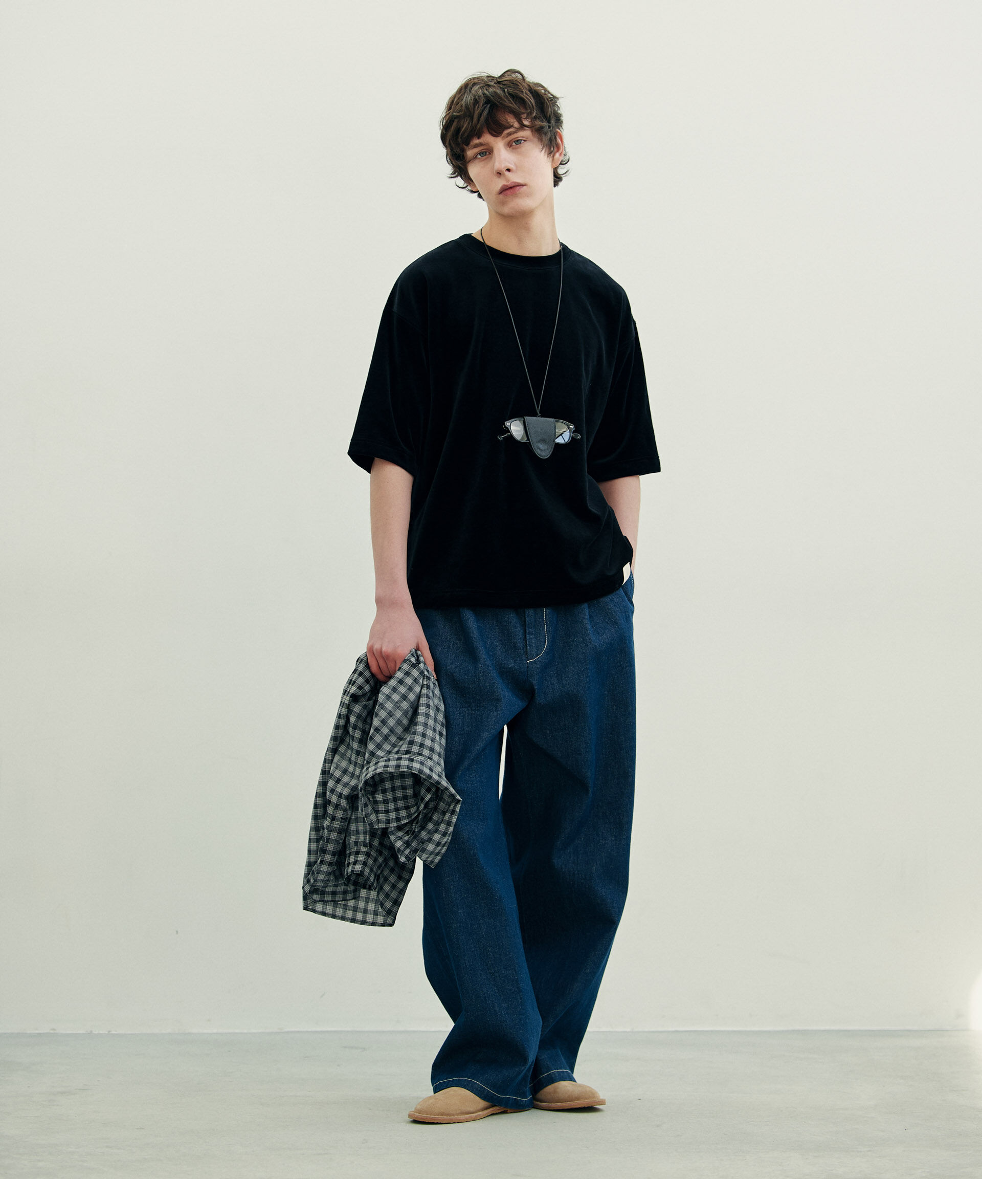 NANO universe「ベロア クルーネック Ｔシャツ 半袖」|Tシャツ・カットソー|