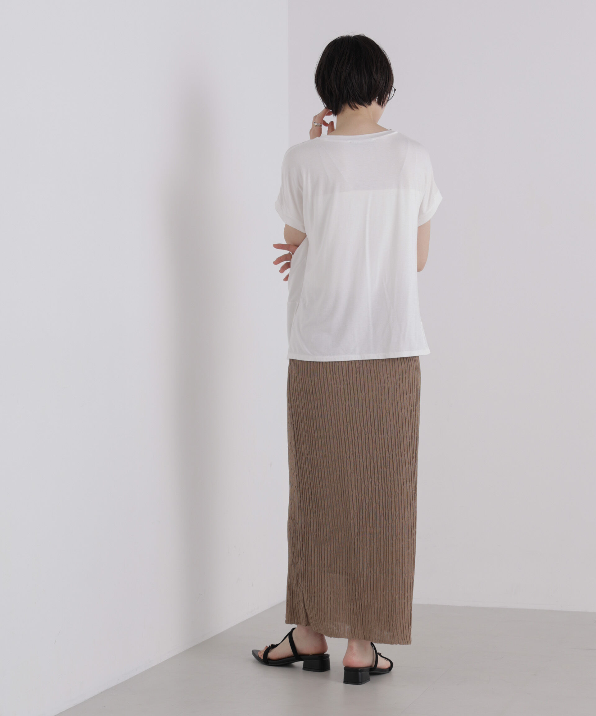 NANO universe「フロントツイストデザインノースリーブカットトップス」|Tシャツ・カットソー|