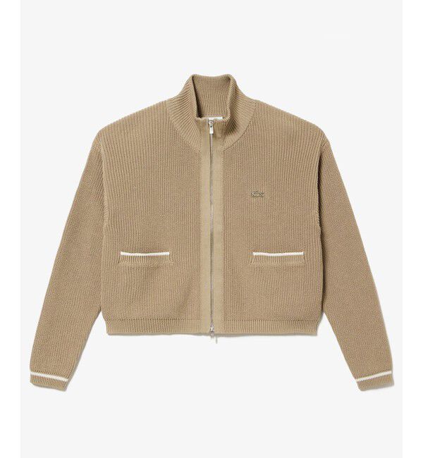 LACOSTE「ジップアップローゲージニットブルゾン」|カーディガン|