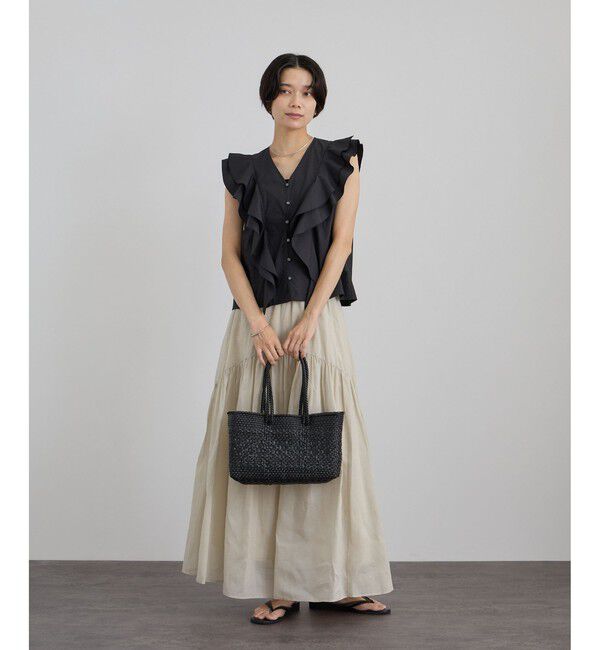 SALON adam et rope'「【WEB限定】コットンリネンタイプライターフリルブラウス」|シャツ・ブラウス|