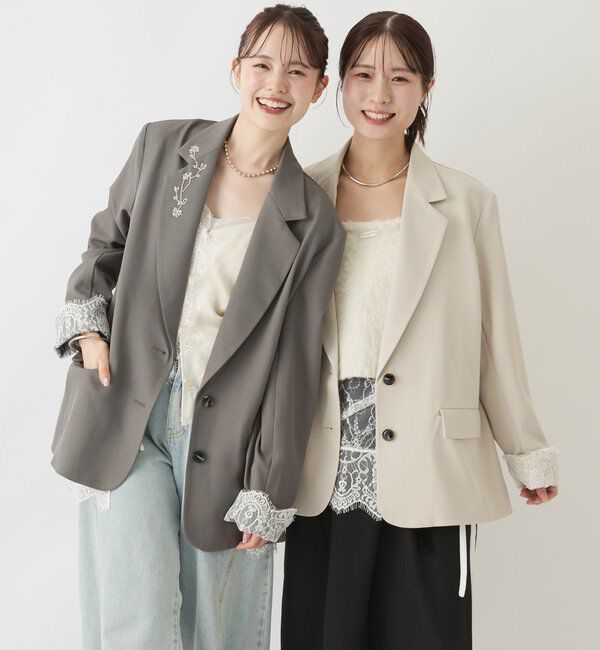  「【＠lily.s_y&times; ＠____ri__12マルチレース付きビジュージャケット」|テーラードジャケット|