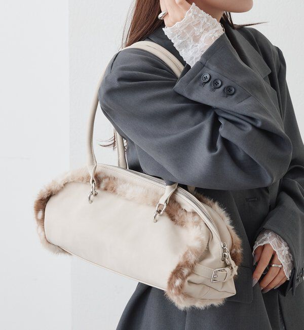  「パイピングファーBAG」|トートバッグ|アイボリー