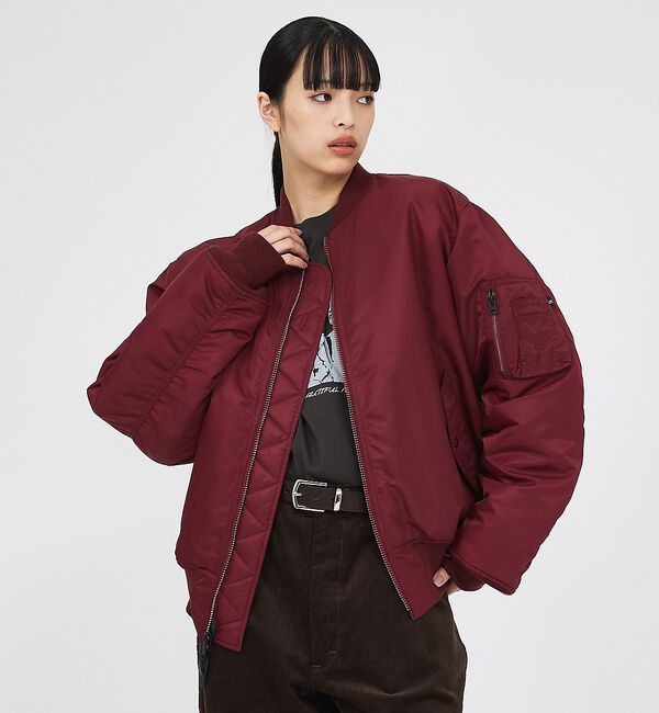 ABAHOUSE「【Valley Apparel / バレーアパレル】MA-1 フライトジャケット」|ミリタリー・モッズコート|ボルドー