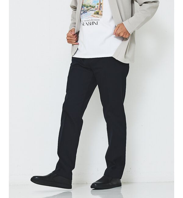 ABAHOUSE「【新定番】ツイル ストレッチ テーパード チノパンツ【予約】」|チノ|ネイビー