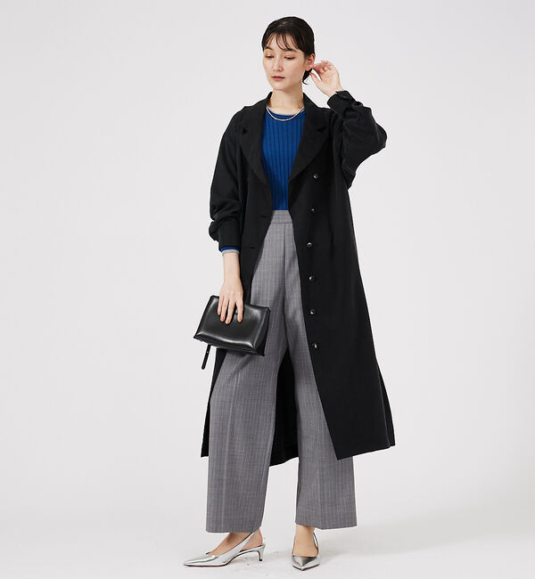qualite「フロントダブルベルテッドコート」|トレンチコート|
