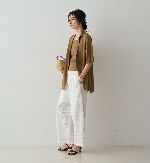 qualite「【接触冷感・セットアップ対応】レーヨンストレッチニットジャケット」|カーディガン|