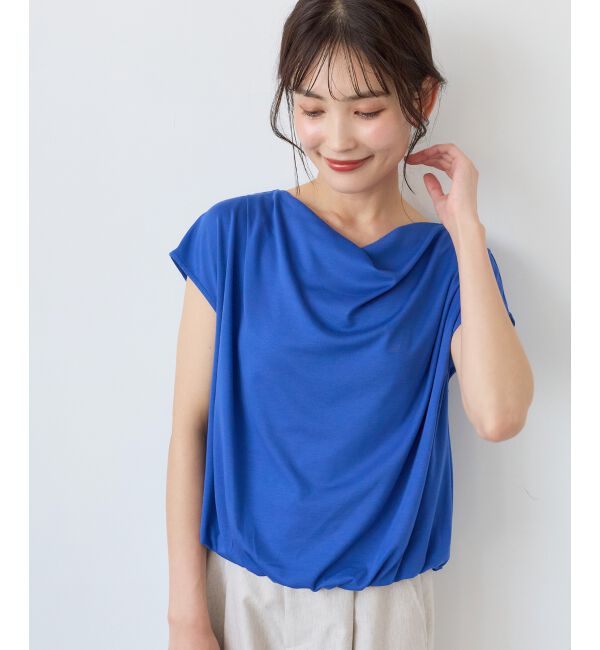  「ドレープネックカットソー」|Tシャツ・カットソー|ブルー