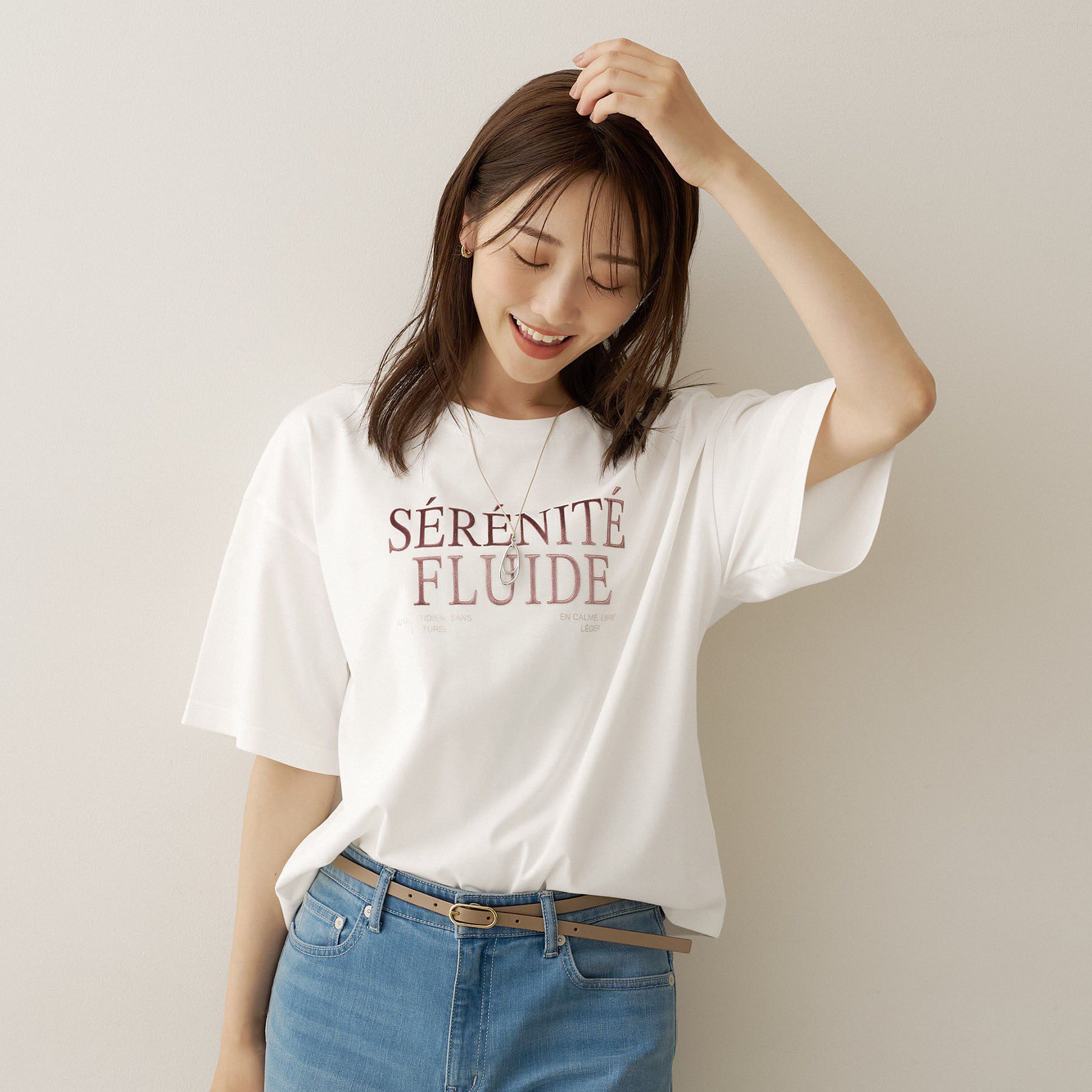 UNTITLED「【丈感すっきり】ベロアプリントロゴT」|Tシャツ・カットソー|