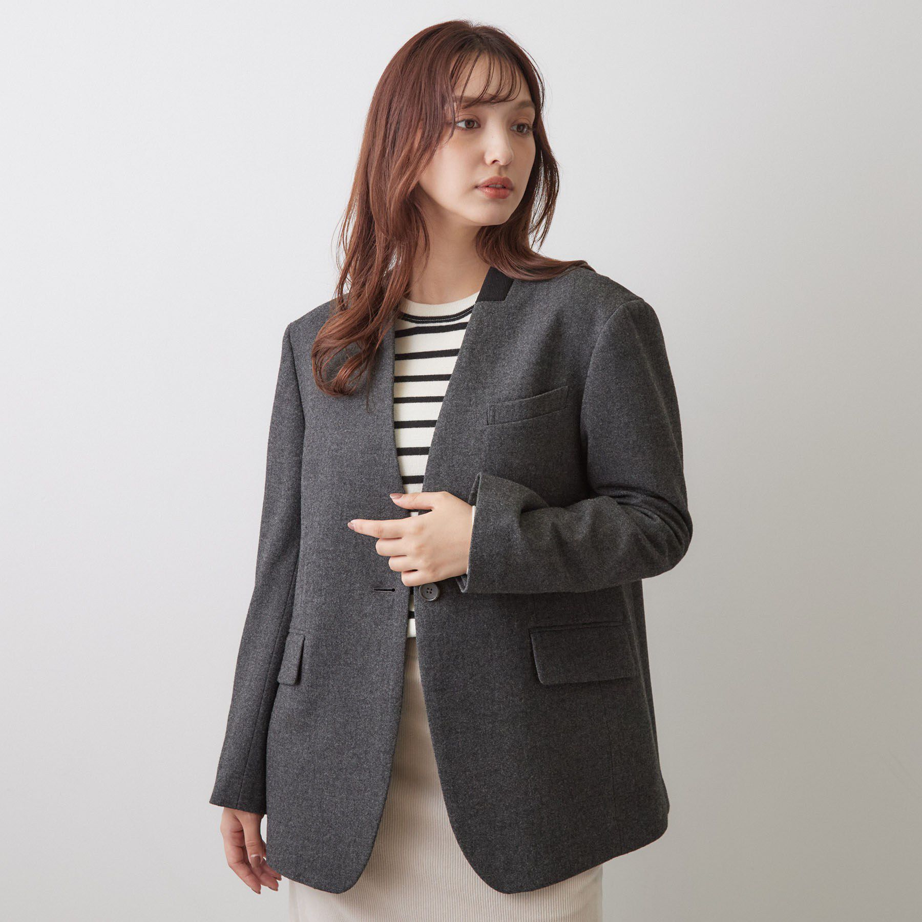 DRESSTERIOR「ハンティング ノーカラージャケット」|ノーカラージャケット|