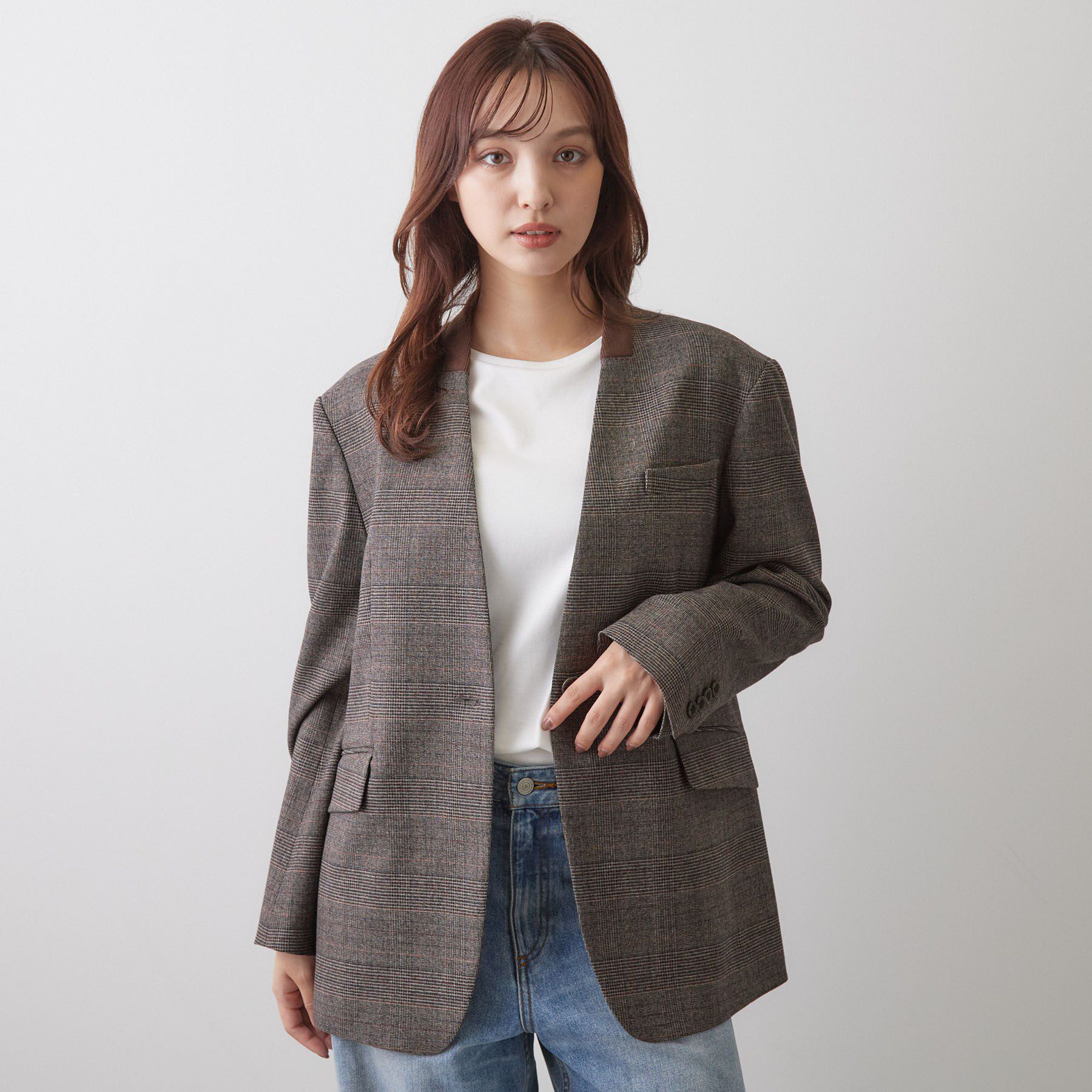 DRESSTERIOR「ハンティング ノーカラージャケット」|ノーカラージャケット|ブラウン(243)