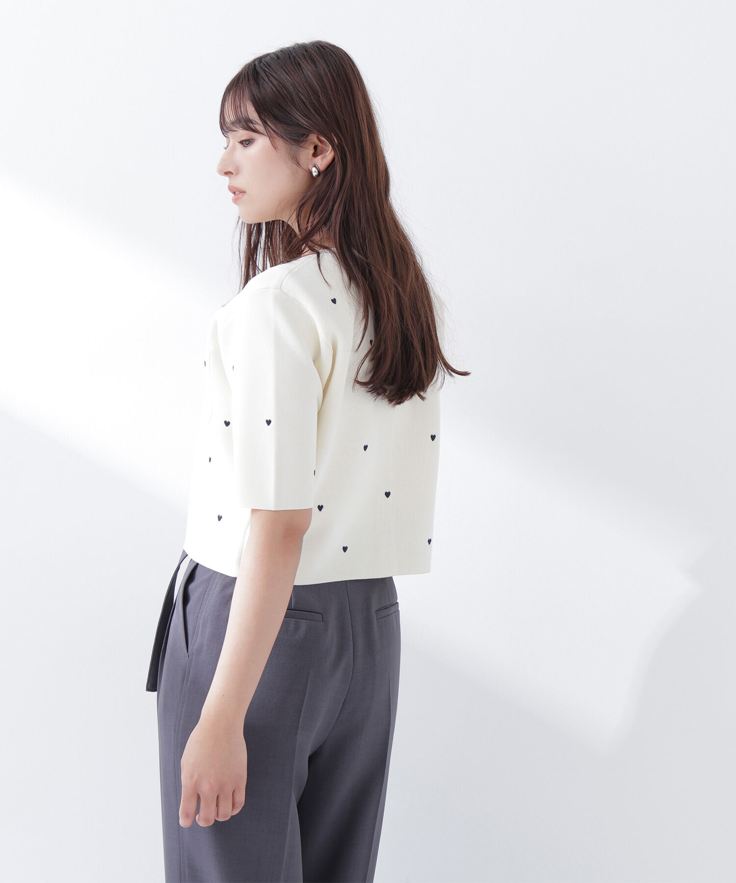  「ハート刺繍ニットジャケット」|ニット・セーター|