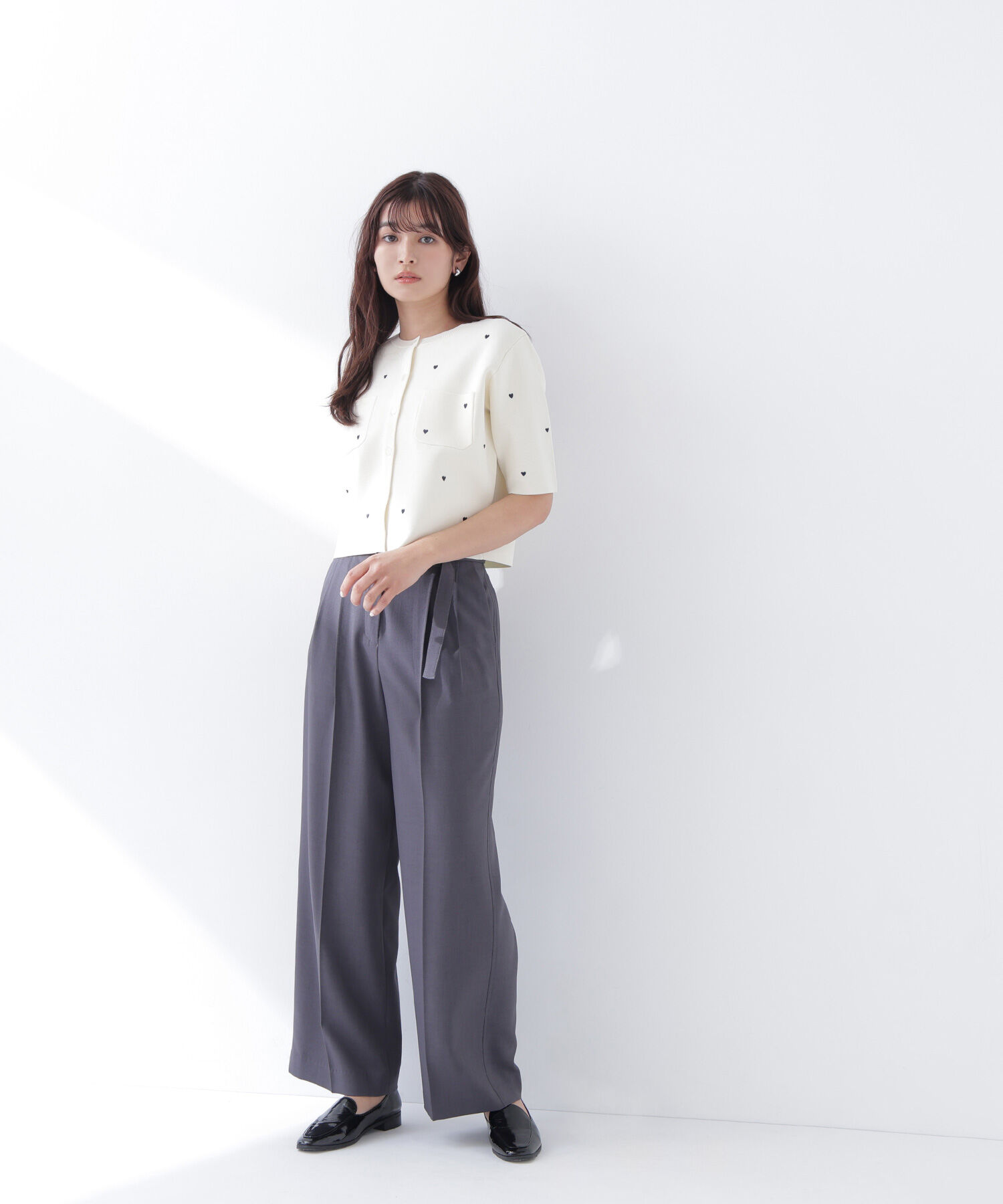  「ハート刺繍ニットジャケット」|ニット・セーター|