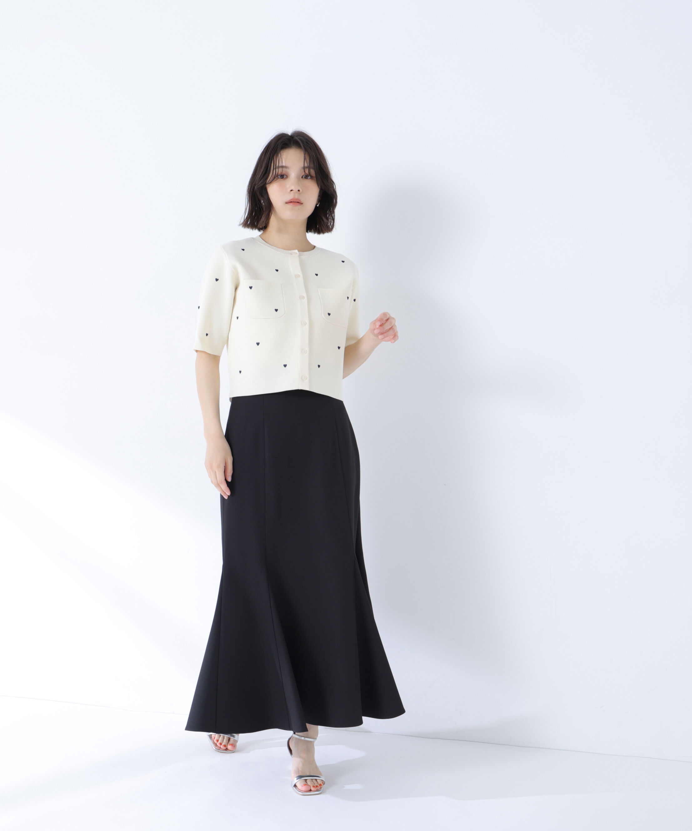  「ハート刺繍ニットジャケット」|ニット・セーター|