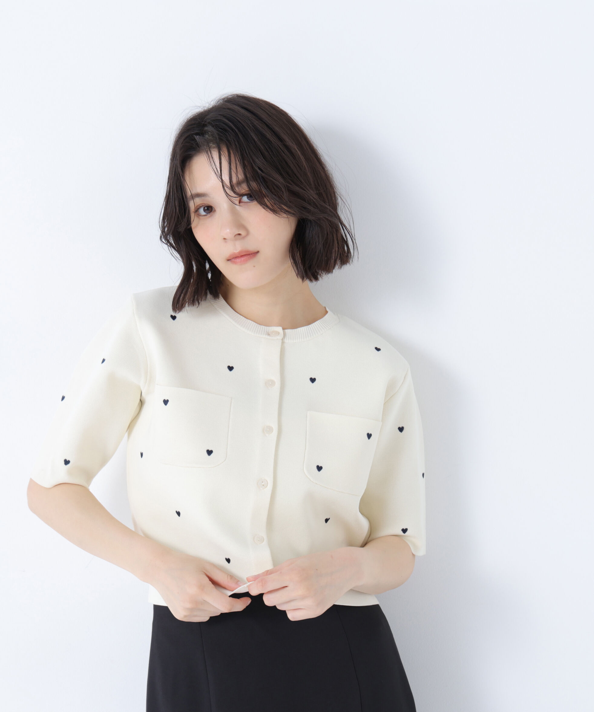  「ハート刺繍ニットジャケット」|ニット・セーター|