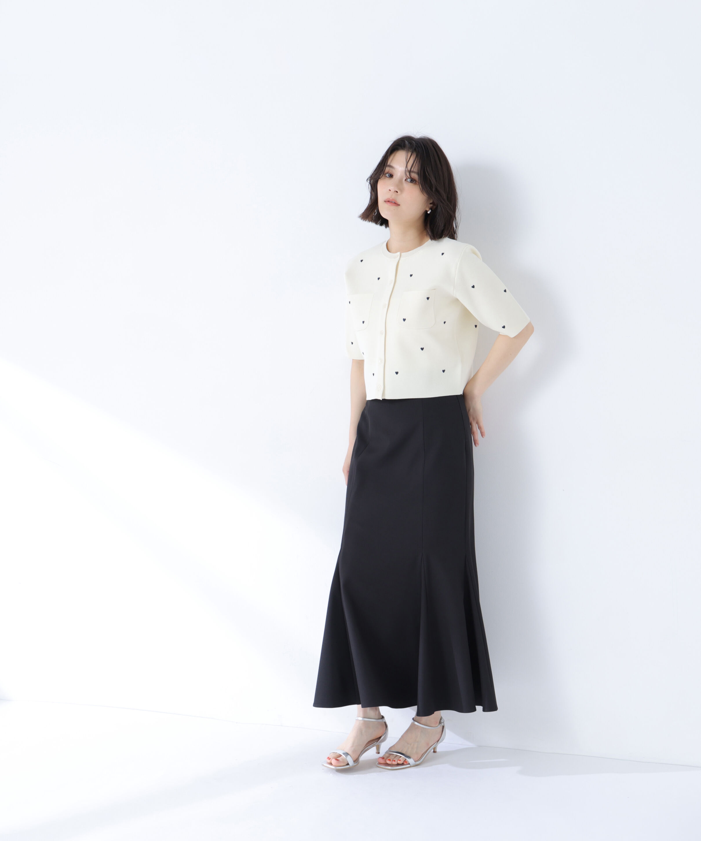  「ハート刺繍ニットジャケット」|ニット・セーター|