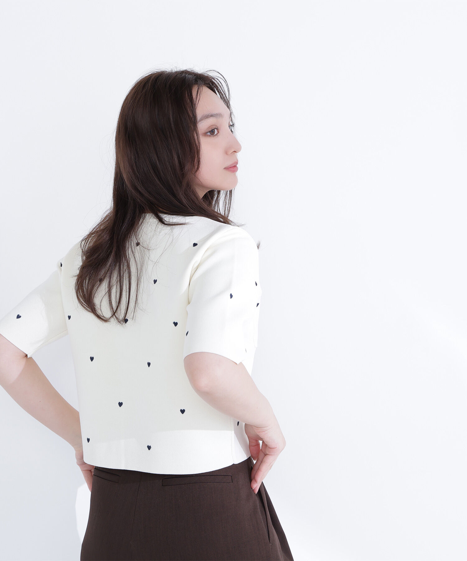  「ハート刺繍ニットジャケット」|ニット・セーター|