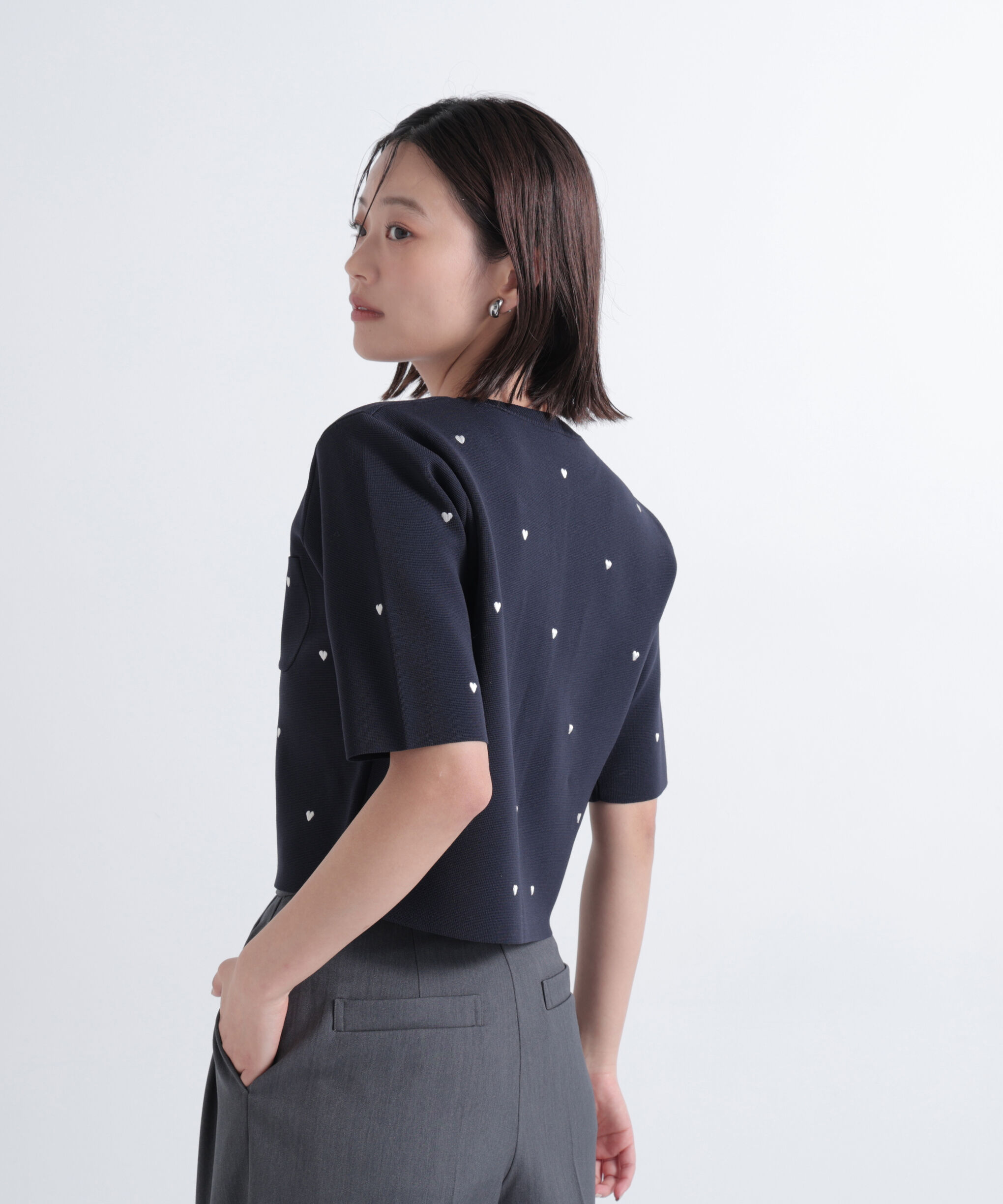  「ハート刺繍ニットジャケット」|ニット・セーター|