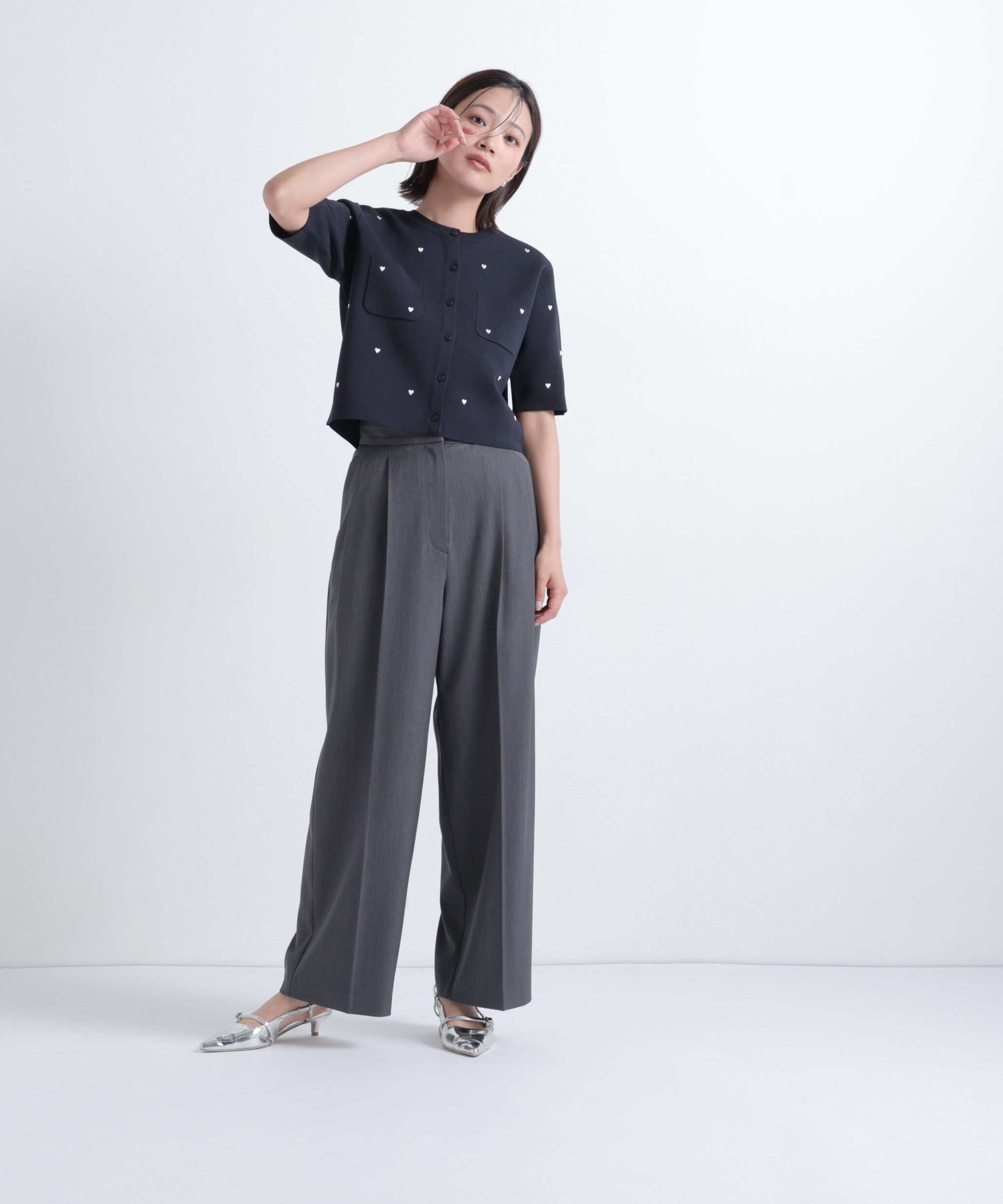  「ハート刺繍ニットジャケット」|ニット・セーター|