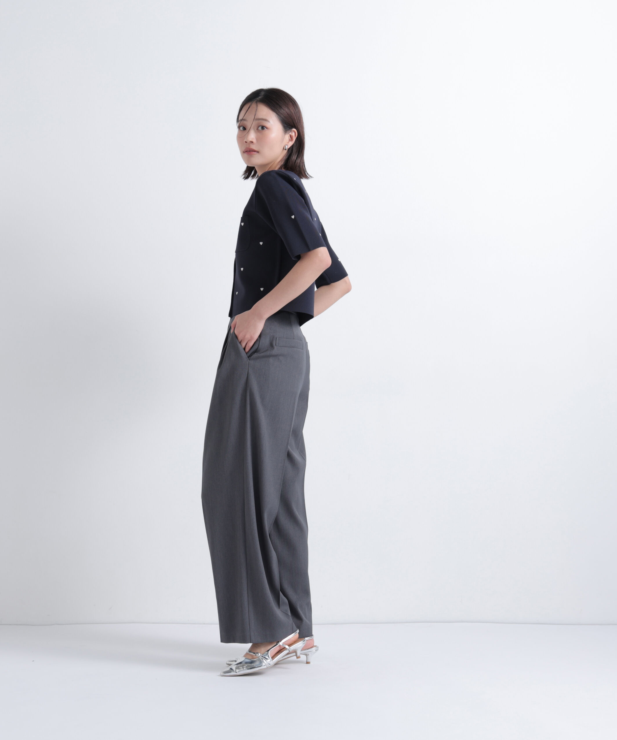  「ハート刺繍ニットジャケット」|ニット・セーター|