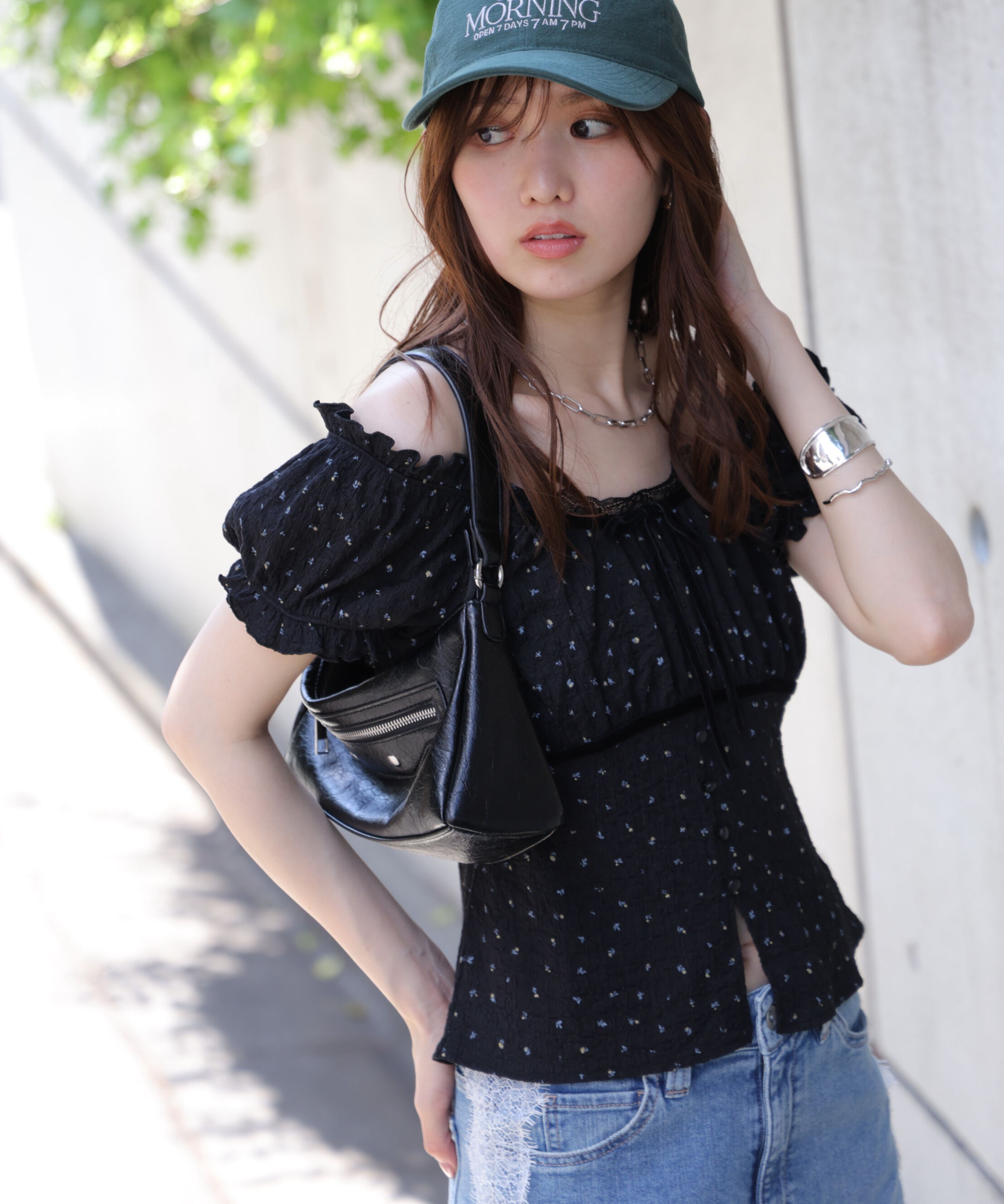  「フレンチスリーブジャガードカットソー」|Tシャツ・カットソー|
