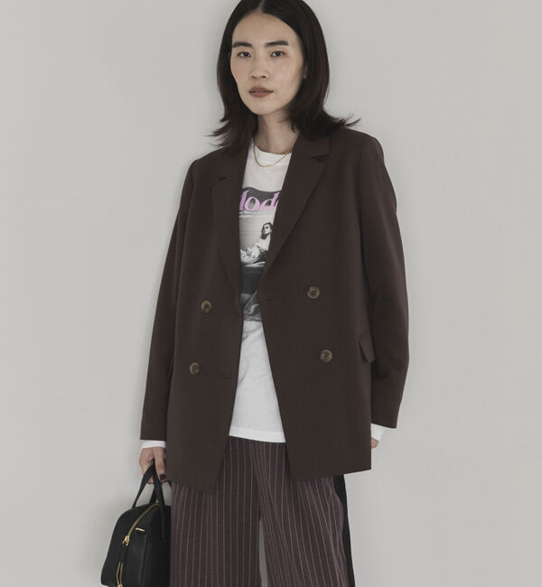 Doux archives「【マシンウォッシャブル】ツイルダブルジャケット」|テーラードジャケット|BROWN