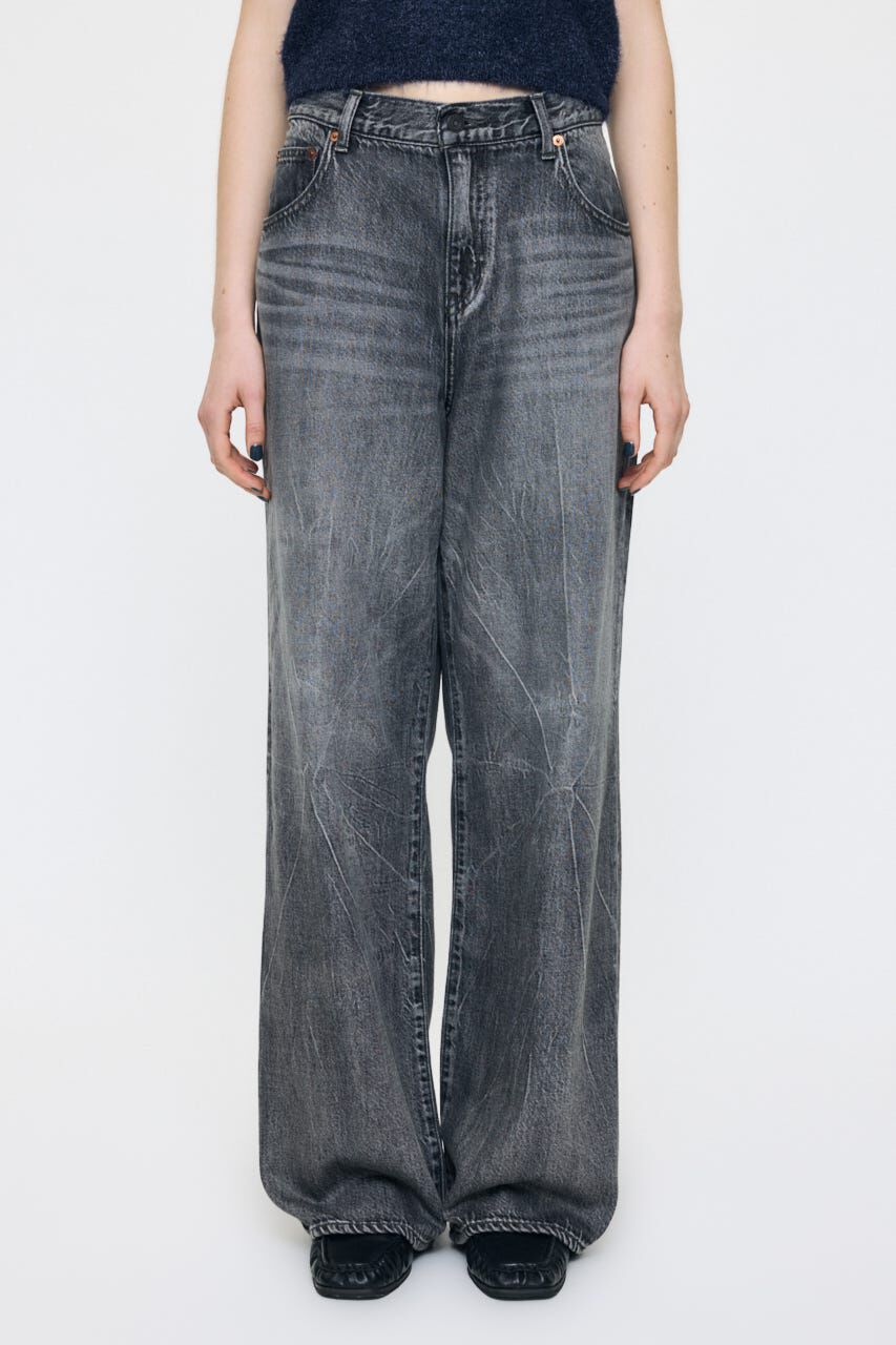 MOUSSY「LOW SLUNG LOOSE フレア」|デニム|BLK